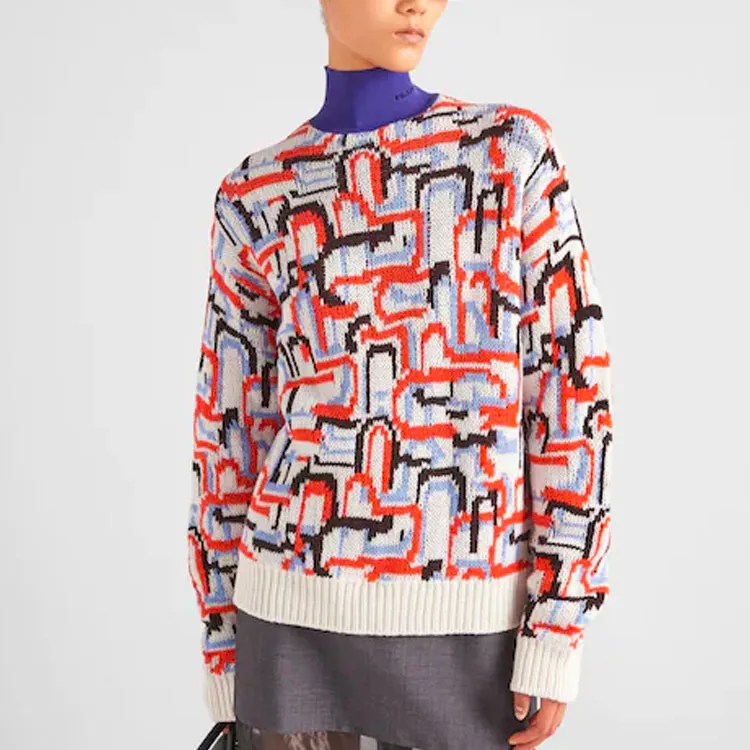 PRADA Abstract Pattern High Neck Sweater-3