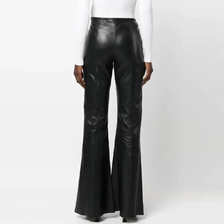 ALBERTA FERRETTI Flared leg Leather Trousers-2