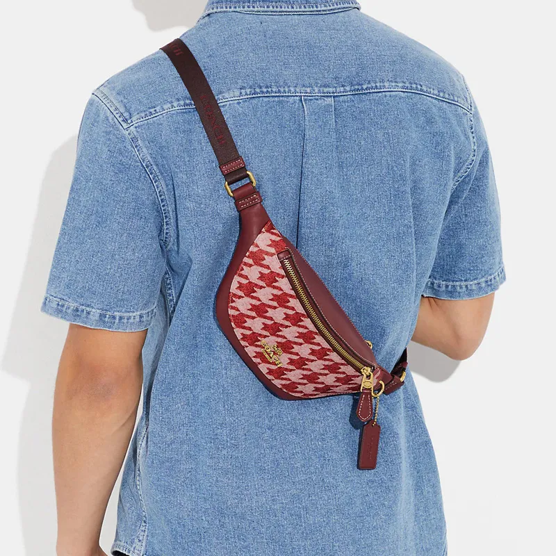 COACH Warren Canvas With Leather Sling Bags One Shoulder Crossbody Fanny Pack Mini Unisex Burgundy-3