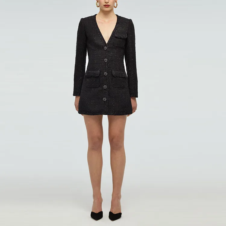 Self portrait Long Sleeved Dresses Women's Black-2