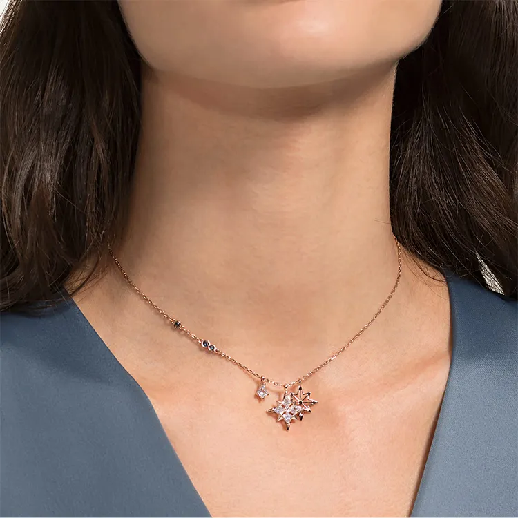 Swarovski Artificial Crystal Necklaces Women's Rose Gold Tone Plated-4