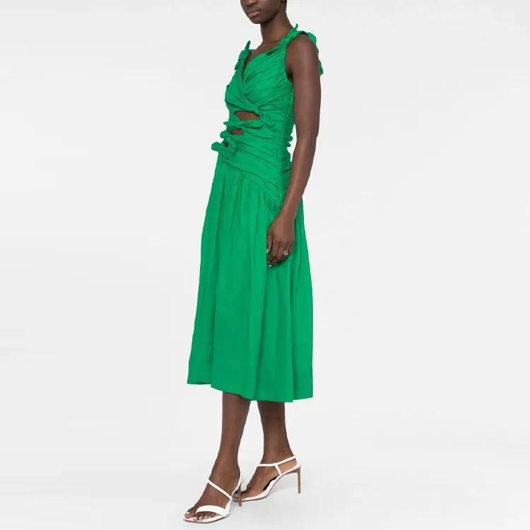 Zimmermann Tiggy Bow-detail Pleated Midi Dress-3