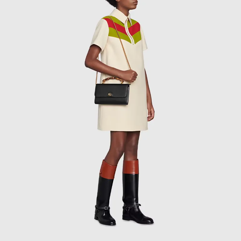GUCCI Diana Leather Small Square Bag Handbag Shoulder Bag Crossbody Bag Small Size Women's Black-8