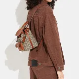 COACH Riya Fabric With Leather Backpack Medium Size Women's Tan