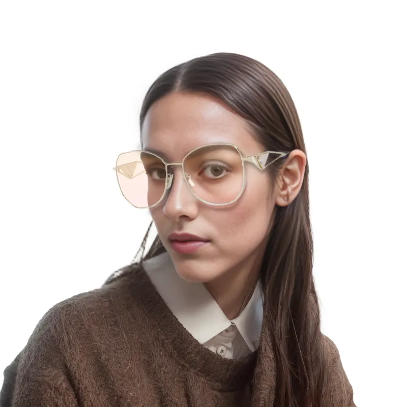 PRADA Eyewear Round Frame Sunglasses Gold-4