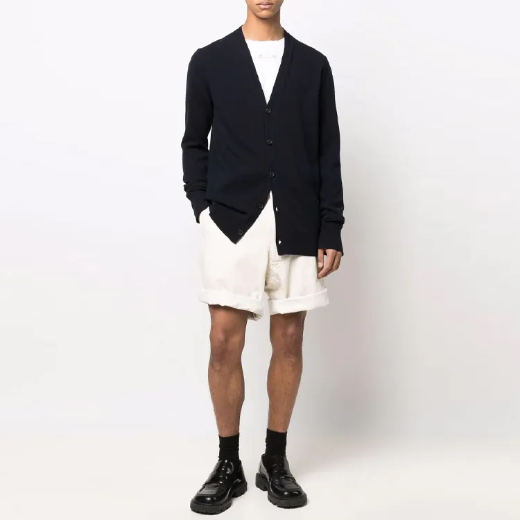 Maison Margiela SS22 Stand Collar Fitted Long Sleeved Knitwear Men's Dark Blue-1