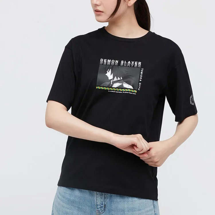 UNIQLO Drop Shoulder Sleeve T Shirt Women's Black-1
