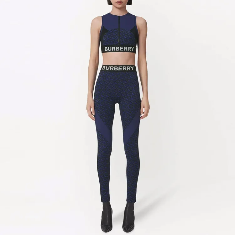 Burberry Tb Monogram Print Zipped Crop Top 'Deep Royal Blue'-1
