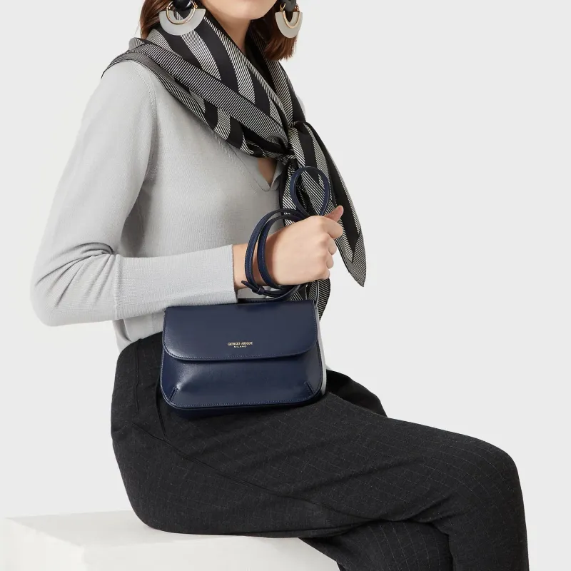 AMANI Calfskin Crossbody Bag Shoulder Bag Women's Blue-5