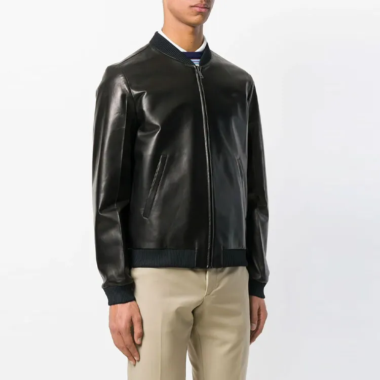 PRADA Leather Jackets Men Black-2