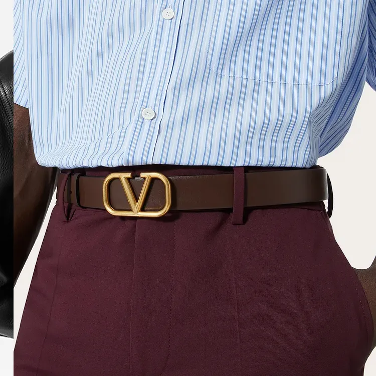 Valentino V Logo Smooth Buckle Double Sided Men's Width  3cm-2