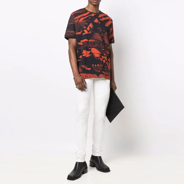 BALMAIN T Shirts Men Black Red-1