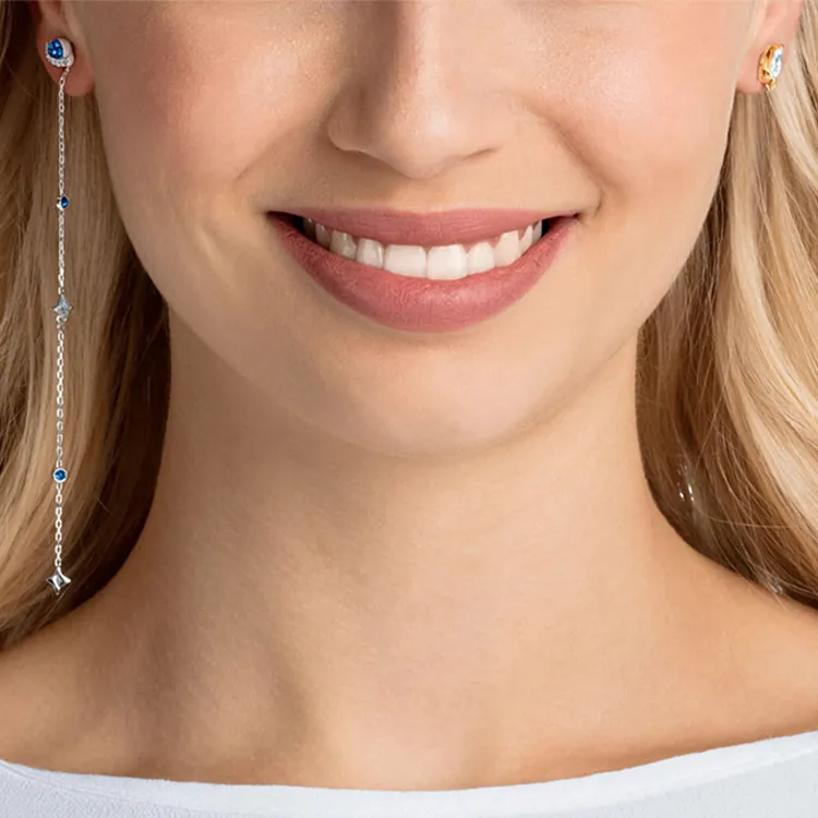 Swarovski Out Of This World Space Drop Earrings Women's Blue, Gold, Silver-3