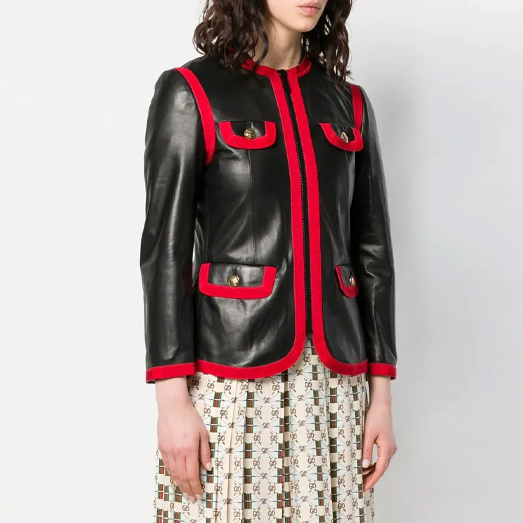 GUCCI Leather Bon Ton Jacket-3