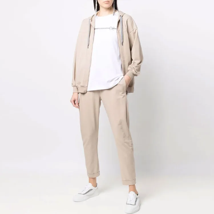 Brunello Cucinelli Knitted Sweatpants Women's Beige Yellow-1