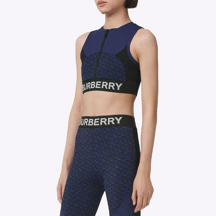 Burberry Tb Monogram Print Zipped Crop Top 'Deep Royal Blue'-2