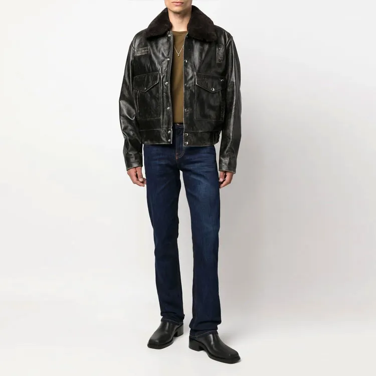 DIESEL Leather Jackets Men Black-1