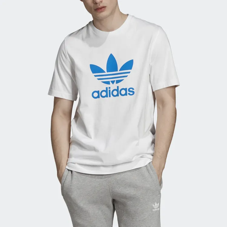 Adidas Originals Trefoil T Shirts Men White/Feather Blue-5