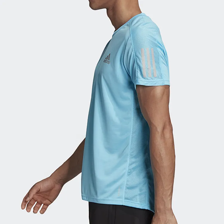 Adidas T Shirts Men Teal/Dark Silver Gray-4