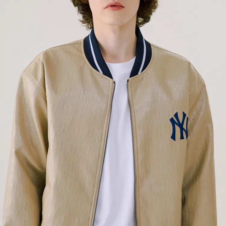 MLB Baseball Jacket Unisex Beige-2