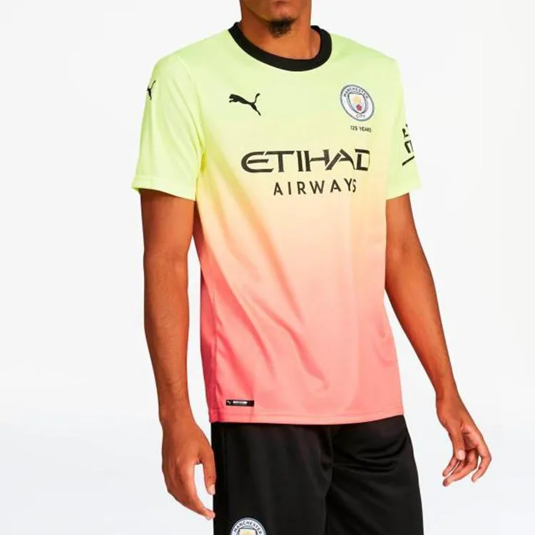 PUMA Manchester City T Shirts Men Pink Yellow-3