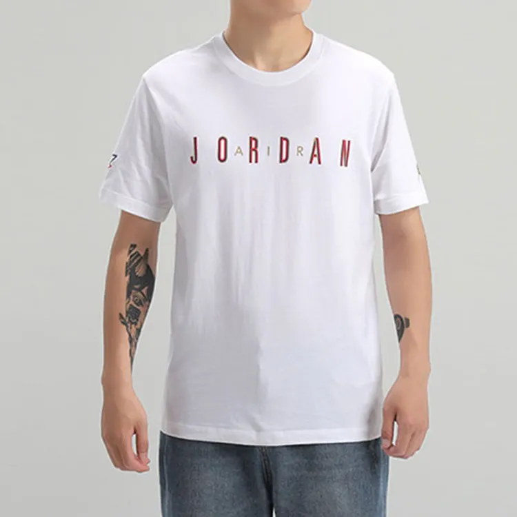 JORDAN T Shirts Men White/Metal Gold-2