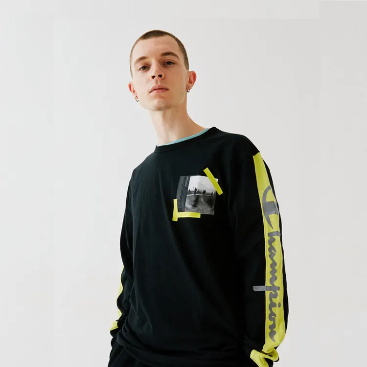 Champion Long Sleeved T Shirt US Version Men's Black-4