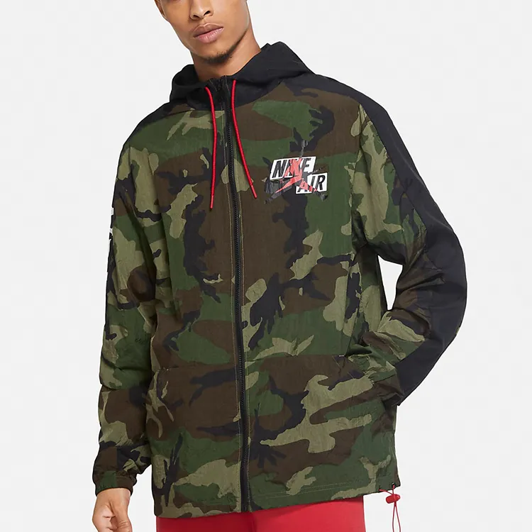 Jordan Jumpman Classics Camo Windbreaker Jacket Medium Olive-2