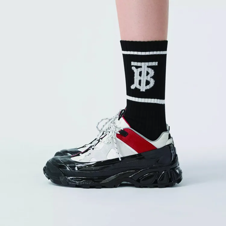 Burberry Monogram Motif Intarsia Socks 'Black'-5