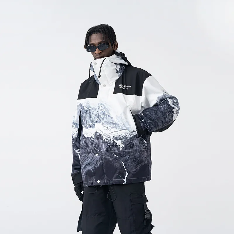 HARSH AND CRUEL Jackets Unisex Snow Mountains Print-4