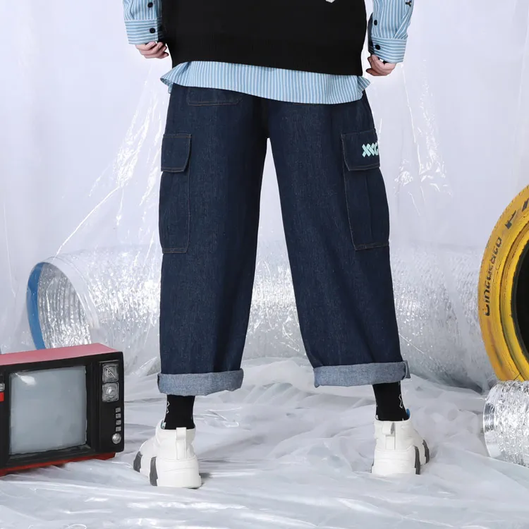 XXGOGO Straight Jeans Unisex Dark Blue-4