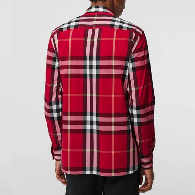 Burberry Shirts Men Red-4