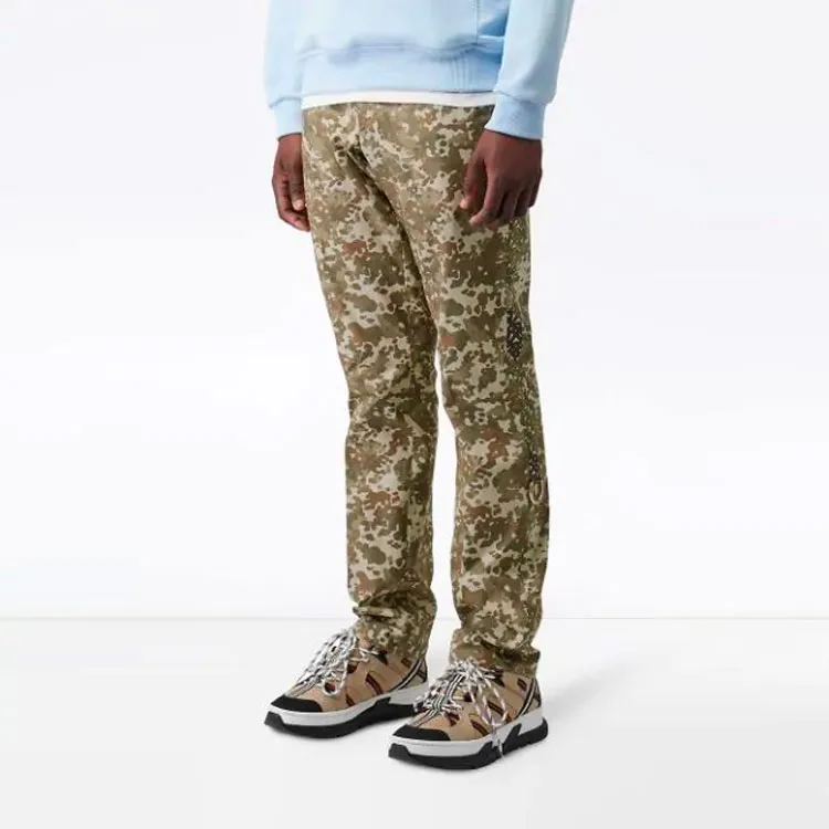 Burberry Monogram Print Stripe Detail Cotton Trousers-3