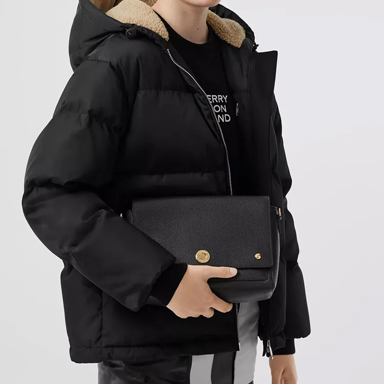 Burberry Note Calfskin Messenger Bag Shoulder Bag Crossbody Bag Regular Women's Black-6
