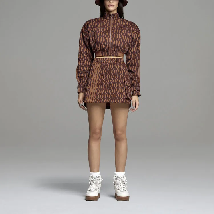 Adidas Ivy Park Monogram Skirt Wild Brown/Night Red-2