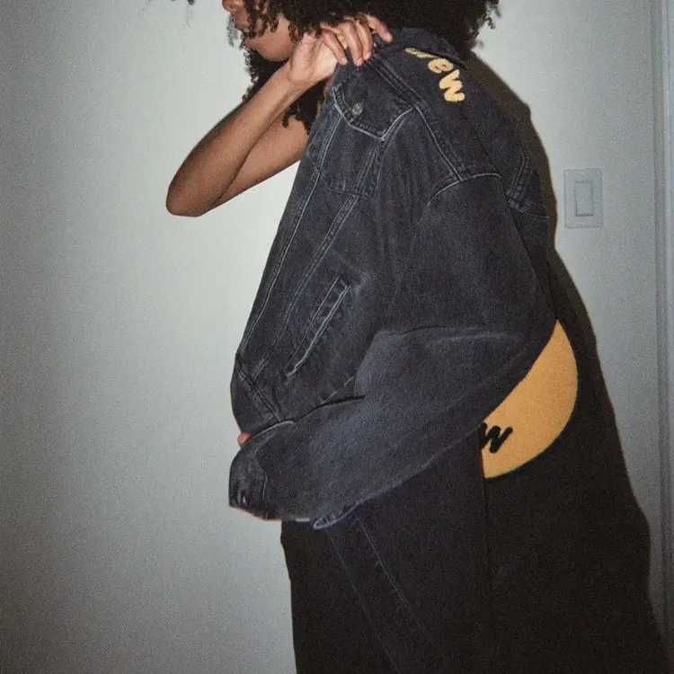 Drew House Smiley Collection Denim Jackets Unisex Black-2