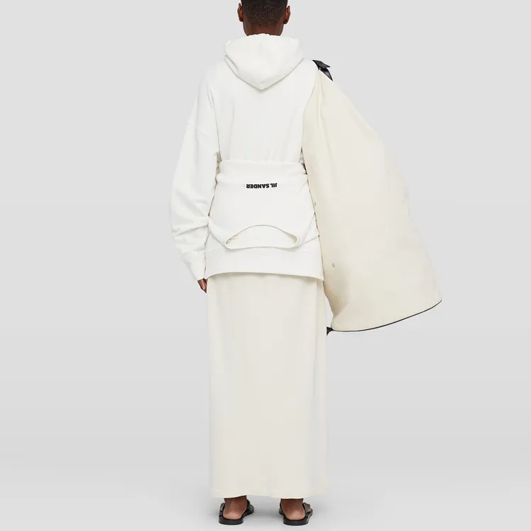 JIL SANDER Women's Printed Logo Hoodie Cream-2