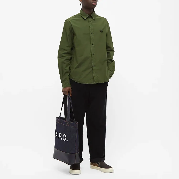 KENZO Shirts Men Army Green-4