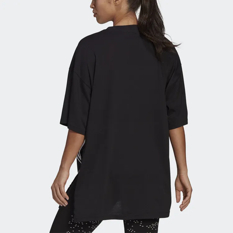 Adidas Drop Shoulder Sleeve T Shirt Women's Black-4