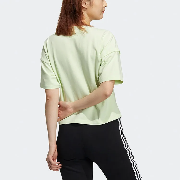 Adidas Originals Crop Tops Women's Light Pink Green-1