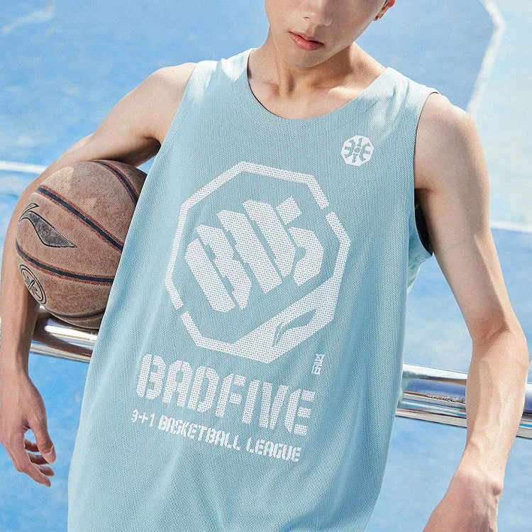 LiNing Basketball Jerseys Men's Lake Gray Blue-3