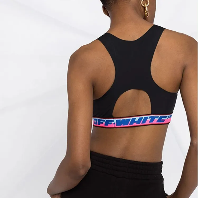 OFF WHITE Athleisure Logo Bra Top Black/Blue/Pink-3