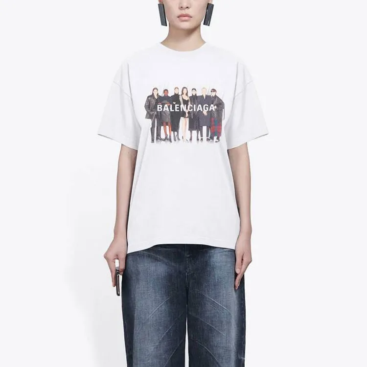 Balenciaga Drop Shoulder Sleeve T Shirt Women's White-2