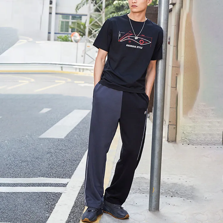 LiNing Sports Fashion Collection Drop Shoulder Sleeve T Shirt Men's Black Red-2