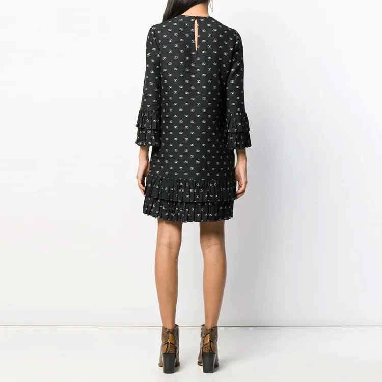 Valentino Long Sleeved Dresses Women's Black-2