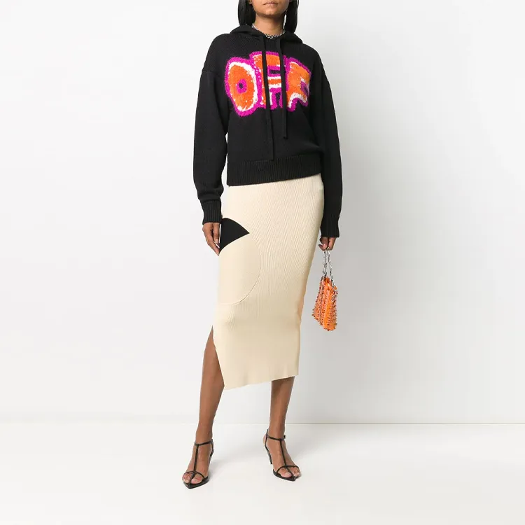 OFF-WHITE FW20 Casual Long Skirts Women's Beige Yellow-2