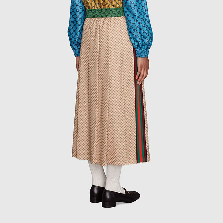 GUCCI Web Stripe Gg Logo Print Skirt-3