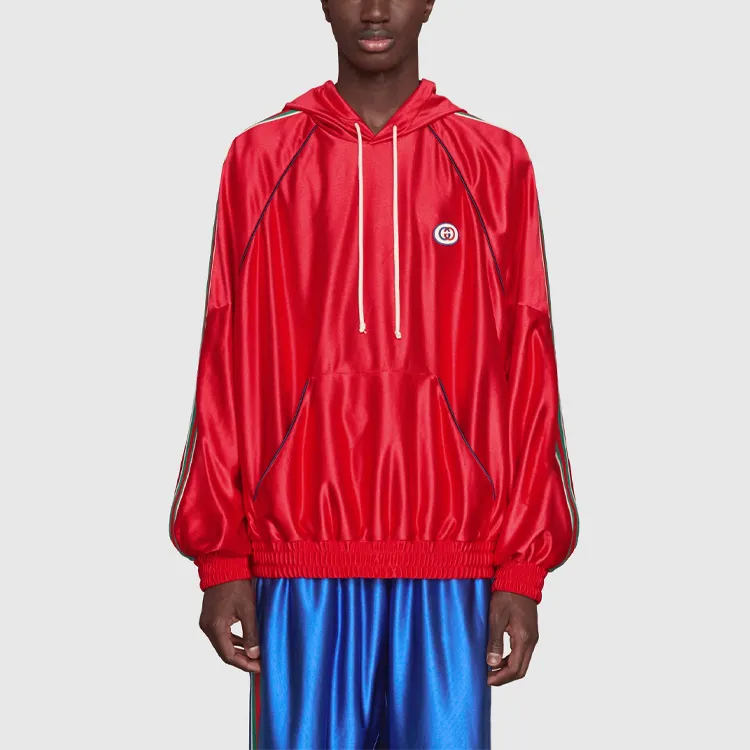 GUCCI Shiny Jersey Hooded Sweatshirt With Web-2