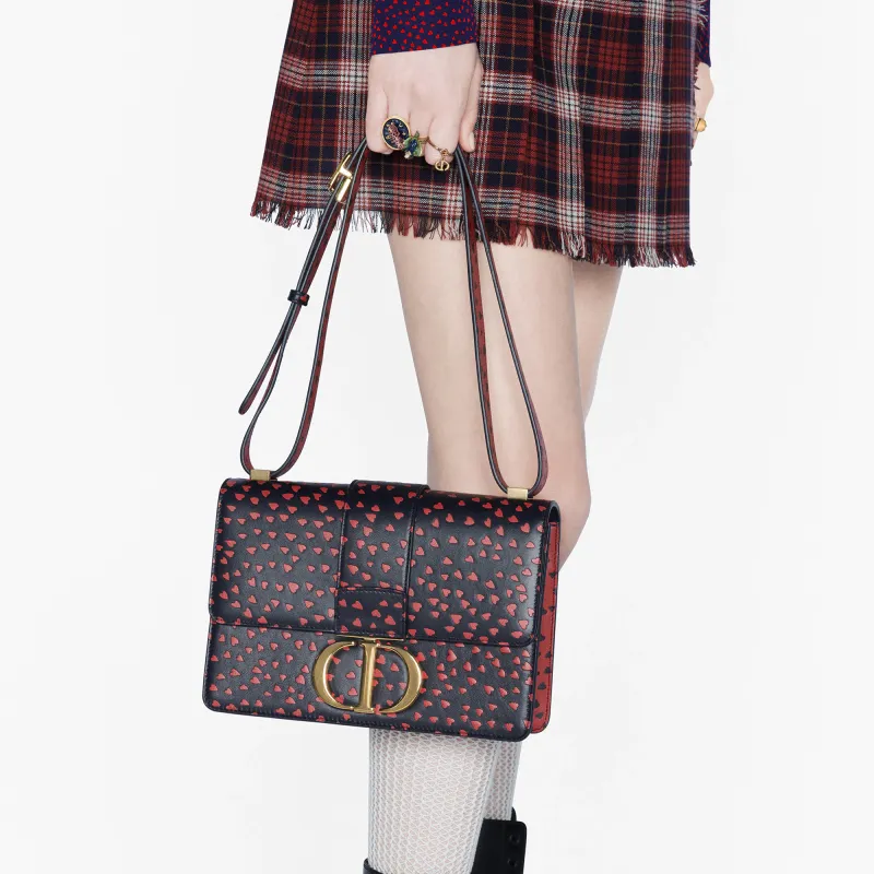 DIOR 30 Montaigne Cow Leather Crossbody Bag Women's Red-3