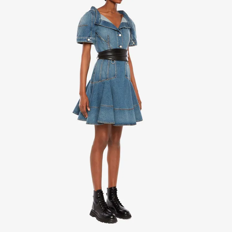Alexander McQueen Short Sleeved Dresses Women's Blue-2